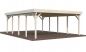 Preview: Doppelcarport Karl 40,6 m² mit Flachdach aus stabilen Hölzern mit Anbauschuppen als Option.