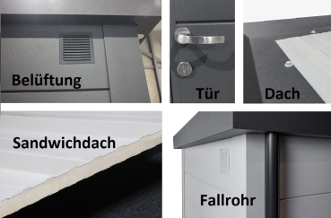 Qualitätsmerkmale Metall-Gartenhaus Classico 2121.