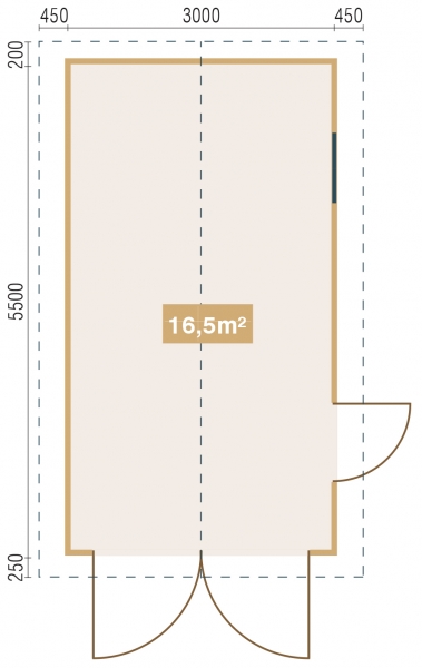 Holzgarage mit Satteldach Modell 40-16,5m² mit Dachschindeln als Zubehör gegen Mehrpreis.