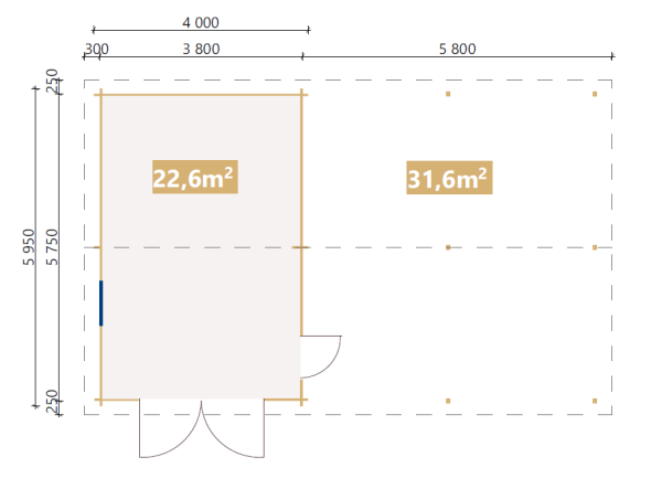 Holzgarage - Carport Hans 5 / 54,2m² Iso