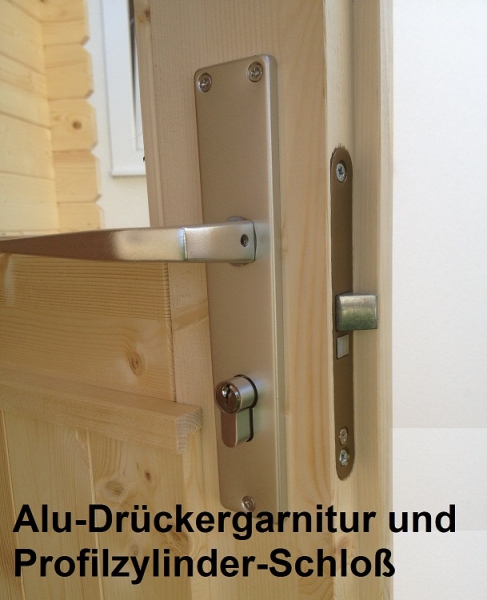 Alu-Drückgergarnitur mit PZ-Schloß.